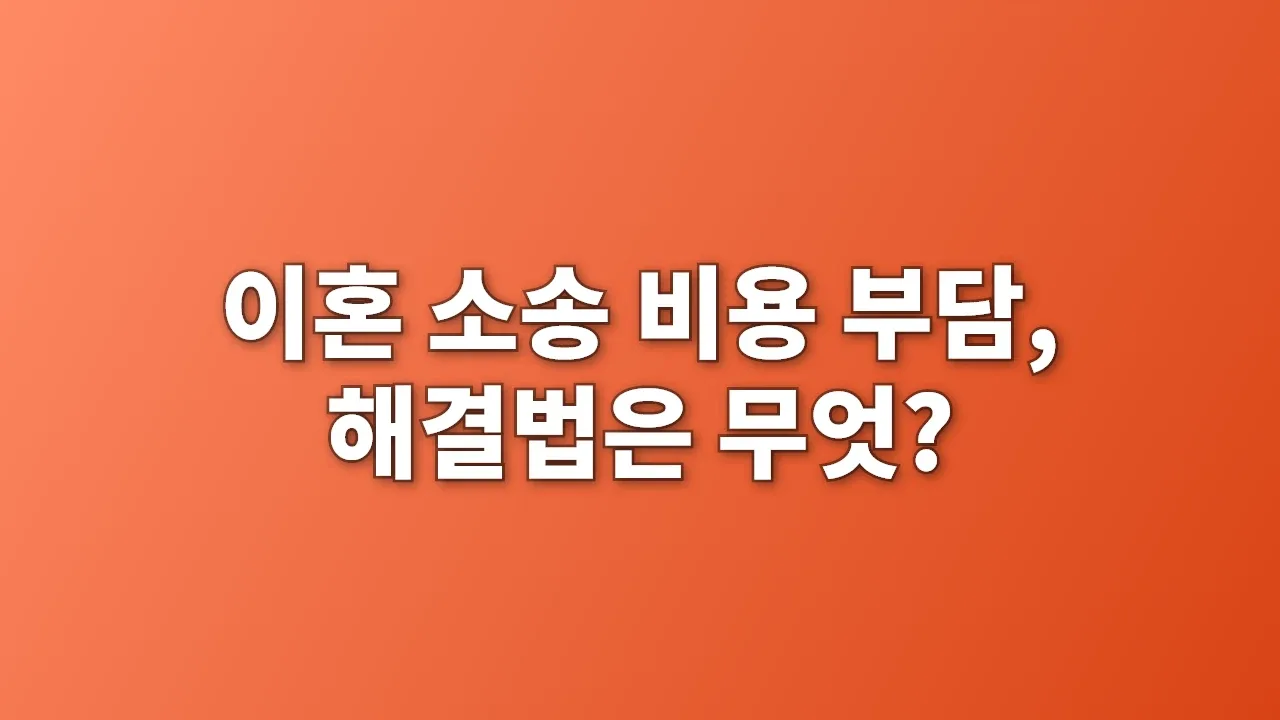 이혼 소송 비용 부담, 해결법은 무엇?